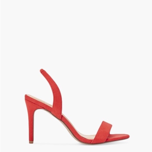 NWOT! JUST FAB Maddie Red Suede Sling-Back Heeled Sandal, Size 7.5 - Picture 2 of 11